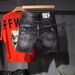 Men's Distressed Paint-Splatter Denim Shorts – Stretch Slim Fit Casual Cargo Shorts (Black, 28-34)_mkmklike.com