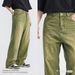 Men’s Retro Green Wide-Leg Jeans – Slimming Straight Fit, Mid-Rise Casual Pants (XS-XL)_mkmklike.com