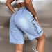 Women's Clothing High Waist Large Pockets Slim Loose Workwear Denim Shorts_mkmklike.com