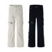 LKTM Men's Slim Fit Flared Jeans White Vibe Lace Up High Street Workwear Style Denim_mkmklike.com