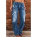 European And American Hot-Selling Independent Station Wish Jeans Slim Fit Washed Flared Women's Long Pants NK205_mkmklike.com