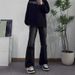 Black Micro-pull Jeans Men's Spring And Autumn Thin Straight Ruffian Handsome High-end American Retro High Street Long Pants_mkmklike.com