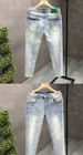 European Men's Light Blue Ripped Embroidered Jeans Men's Trendy Elastic Slim Fit American High Street Trousers_mkmklike.com