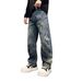 Men's Gradient Washed Denim Pants – Streetwear Straight-Leg Jeans With Curved Hem (Size 28-36) Fashion Trends_mkmklike.com