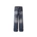 Distressed Denim Jeans With Rivet Details - Loose Fit Wide Leg Pants For Men & Women, Vintage Washed_mkmklike.com