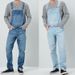 Men's Casual Denim Overalls Workwear Jeans Straight Leg Washed Light Blue Stretch Cotton Comfortable Trendy_mkmklike.com