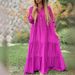 women's clothing fresh and sweet lapel solid color swing long sleeves casual cotton and linen long dress_mkmklike.com