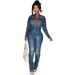 CM9528 Women's Western Style Stretch Casual Denim Suit European American Fashion Washed Burnished Finish Two-piece Outfit_mkmklike.com