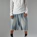 Men's Clothing High Street Retro Washed Raw Edge Denim Shorts Personality Hot Diamond Shorts Wide Leg_mkmklike.com