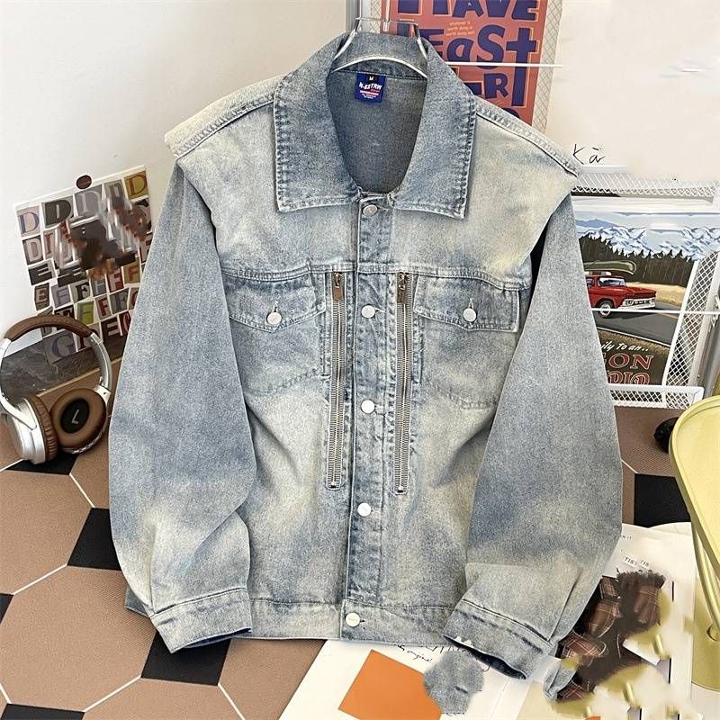 Men's & Women's Oversized Denim Jacket – Unisex Streetwear Coat With Distressed Wash, Relaxed Fit, And Side Pockets (S-3XL)_mkmklike.com