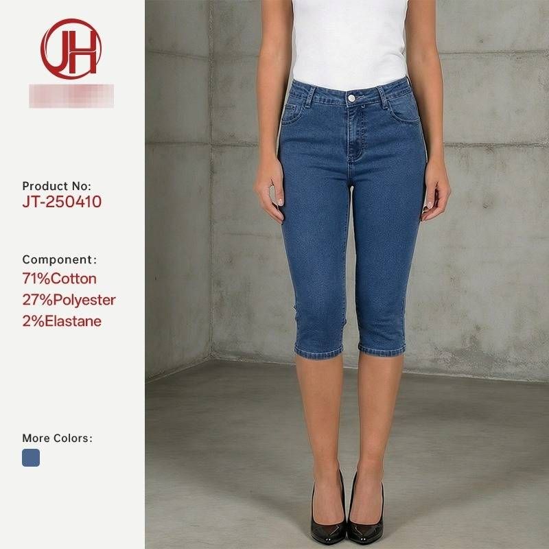 Women's Slimming Mid-Length Jeans – Stretch Denim Capri Pants For Summer, Casual & Office Wear (Mid Blue, S/M/L/Xl)_mkmklike.com