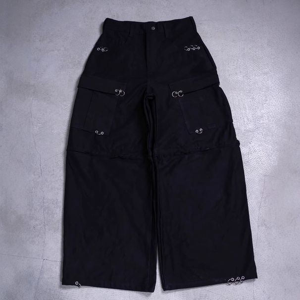 Street Jeans Men's Design Metal Ring Big Pocket Gothic Dark Casual Loose Wide Leg Pants_mkmklike.com