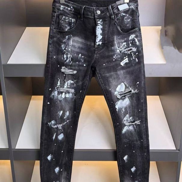 Streetwear Money Print Baggy Jeans For Men – Oversized Hip-Hop Denim Pants With Dollar Bill Design (High Waist, Straight-Leg, Cotton Blend, Black)_mkmklike.com