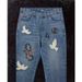 Retro Cartoon Straight Leg Jeans High Waisted Slimming Loose Fit Wide Leg Graffiti Print Men New Autumn Style_mkmklike.com