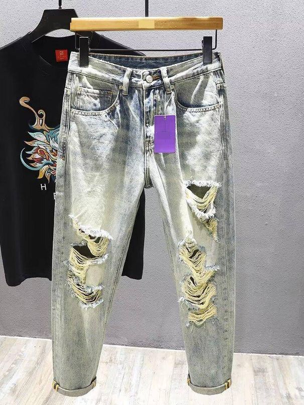 Men's American Style High Street Ripped Jeans Cool Autumn Winter Instagram Worthy Long Pants_mkmklike.com