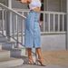 Women's Clothing Style Denim Skirt Hot Sale New Cross Border Washed Split Denim Skirt Multi Button Denim Skirt_mkmklike.com
