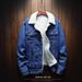 Northfold 2023 Autumn Winter Loose Workwear Jacket Fleece Lined Thick Versatile Trendy Men's Denim Clothing_mkmklike.com