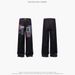 Men's Clothing Plaid Patch Patchwork Straight Jeans Retro Red Stitching Loose_mkmklike.com