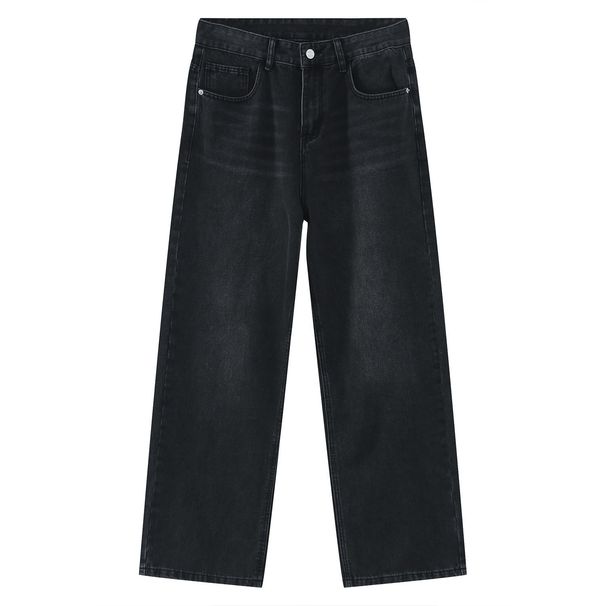Men's Clothing color wide leg pants straight loose straight washed white jeans for men and women_mkmklike.com