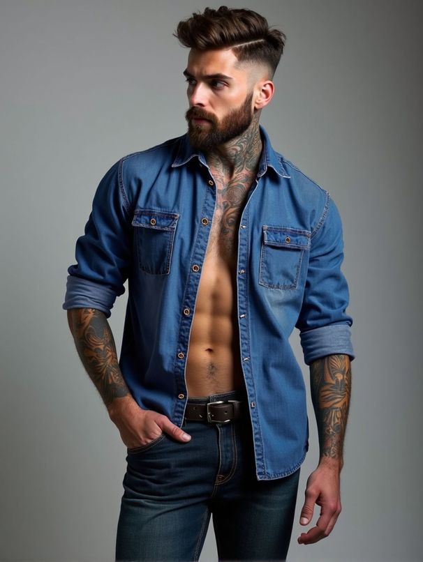 Men's Clothing Denim Shirt Spring And Autumn Cardigan_mkmklike.com