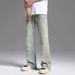Men's Vintage Washed Flare Jeans - Relaxed Fit Clean Aesthetic Straight Leg Casual Pants For Men_mkmklike.com
