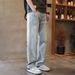 Men's Jacquard Print Straight Leg Jeans - Loose Fit Casual Denim Pants With Artistic Patterns For Trendy Streetwear_mkmklike.com