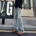 "Men's Retro Lightning Bolt Flared Jeans – Vintage 70s Style, Clean Fit, Straight Leg Comfort (S-3XL)"_mkmklike.com