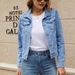 Women's Denim Jacket With Turn-Down Collar & Front Pockets, Slim Fit Short Casual Coat For Streetwear & Retro Style_mkmklike.com