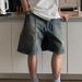 Men's American Classic Washed Jeans Multi Pocket Drawstring Summer Trendy Loose Straight Leg Five Point Fashion Pants_mkmklike.com