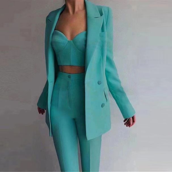 Women's clothing new high quality casual temperament commuting fashion professional women's suit plus bra pants suit_mkmklike.com
