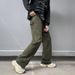 Nordmann American High Street Vibe Style Army Green Cargo Jeans For Men Ins Trendy Brand Back Zipper Slightly Flared Niche Pants_mkmklike.com