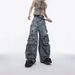 Men's Distressed Multi Pocket Design Jeans Destroy Contradictions Hand Painted Ripped Loose Straight Pants_mkmklike.com