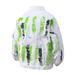 Men's Streetwear Graffiti Print Denim Jacket – Oversized Collar Design, Distressed Casual Coat_mkmklike.com