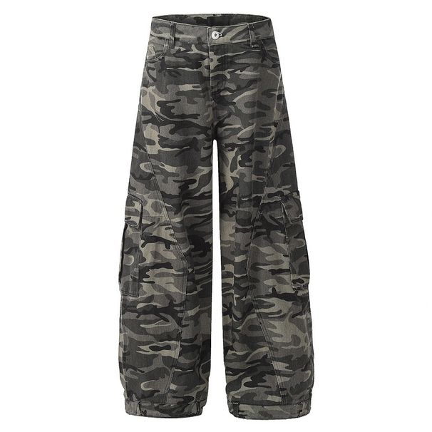 Woven American Style Trendy Brand Camouflage Cargo Wide-Leg Pants For Men Women Spring And Autumn 2025 Loose Casual Retro_mkmklike.com
