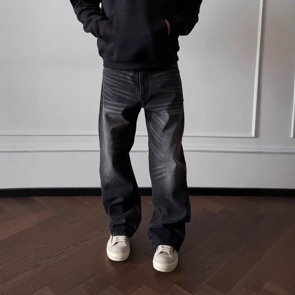 Men's Clothing 16oz Selvedge Denim Jeans – Heavyweight Triple-Stitch Construction, Black (Vintage Wash, Straight Cut, No-Stretch Cotton, M-XXL)_mkmklike.com