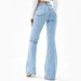 Women’s Flared Jeans – Casual Bell-Bottom Denim Pants With Mid-Rise Waist & Zip Fly (Sizes 25-32, Cotton Blend, Washed Blue, Office & Street Style)_mkmklike.com
