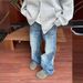 Men's Clothing Ice Blue 517vibe Lightning Burst Crack Blue Cleanfit Jeans Heavy Wash Straight Bootcut Pants_mkmklike.com