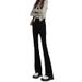 Women's Spring New High-waisted Petite Wide-leg Jeans, Slim-fit Flared Pants, Slimming Micro-flare Pants_mkmklike.com
