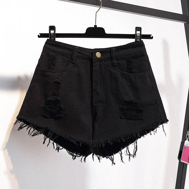Women's Clothing Large Size Denim Raw Edge Shorts For Women Summer High Waist Fat Mm Loose Slimming Ripped Wide Leg Student A Line Hot Pants_mkmklike.com