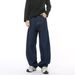 Men's Korean Streetwear Jeans – Wide-Leg Blade Cut, Washed Cotton Blend (XS-XL, Distressed/Black/White)_mkmklike.com