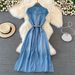 Women's Clothing Light Mature Style Sleeveless Denim Dress For Women Summer New Retro Waist Slimming A Line Shirt Long Skirt_mkmklike.com