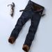 Men's Fleece-Lined Straight Leg Jeans - Winter Warm Casual & Business Trousers, Comfortable Stretch Denim For Work & Daily Wear_mkmklike.com