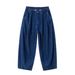 Cityboy Men's Loose Wide Leg Jeans Dark Blue Straight Hip Hop Street Dance Retro Skateboard Pants Japanese Style_mkmklike.com
