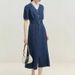 Fan Silan Denim Long Dress, Women's Summer New V-Neck Slim Fit Fishtail Dress_mkmklike.com
