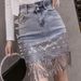Women's Clothing personalized sequin embroidery patchwork denim skirt female elegant beaded tassel hip skirt high waist_mkmklike.com