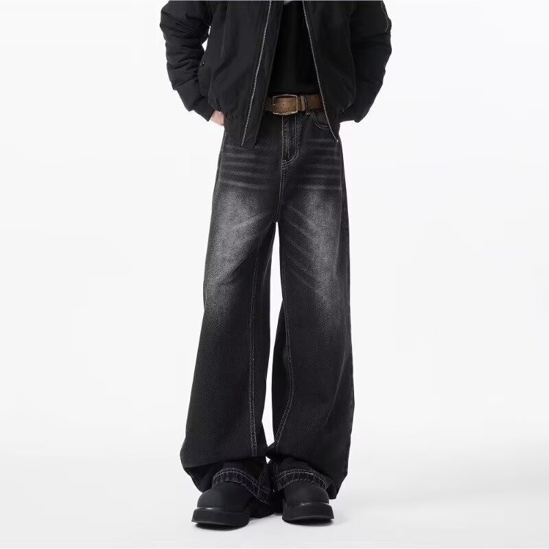 Unisex Vintage High Street Jeans – Oversized Straight Leg Retro Denim Pants For Men & Women_mkmklike.com