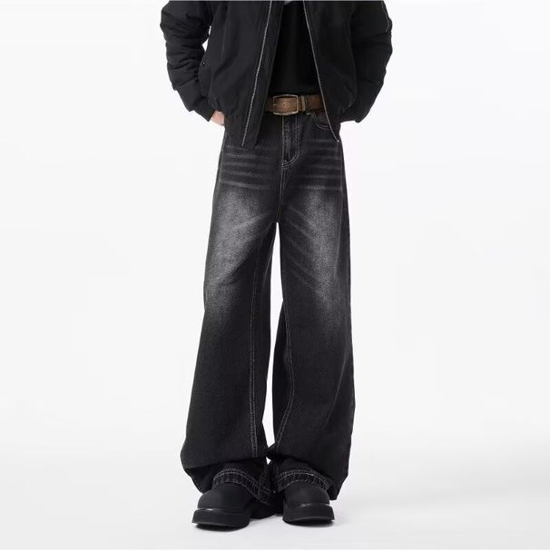 Unisex Vintage High Street Jeans – Oversized Straight Leg Retro Denim Pants For Men & Women_mkmklike.com