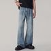 Men's Washed Distressed Jeans Hand Distressed Studded Mid Rise Slightly Flared Denim Pants For Spring Autumn New Style_mkmklike.com