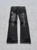 Men's Clothing Y2k Gothic Style Flared Pants Street Retro Washed Hole Double Waist Jeans Trendy Trousers_mkmklike.com