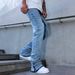 Men's Blue Jeans 2026 American Style Whiskered Loose Flare Wide Leg Casual Raw Denim Jeans mid Waist Long Straight Pants_mkmklike.com